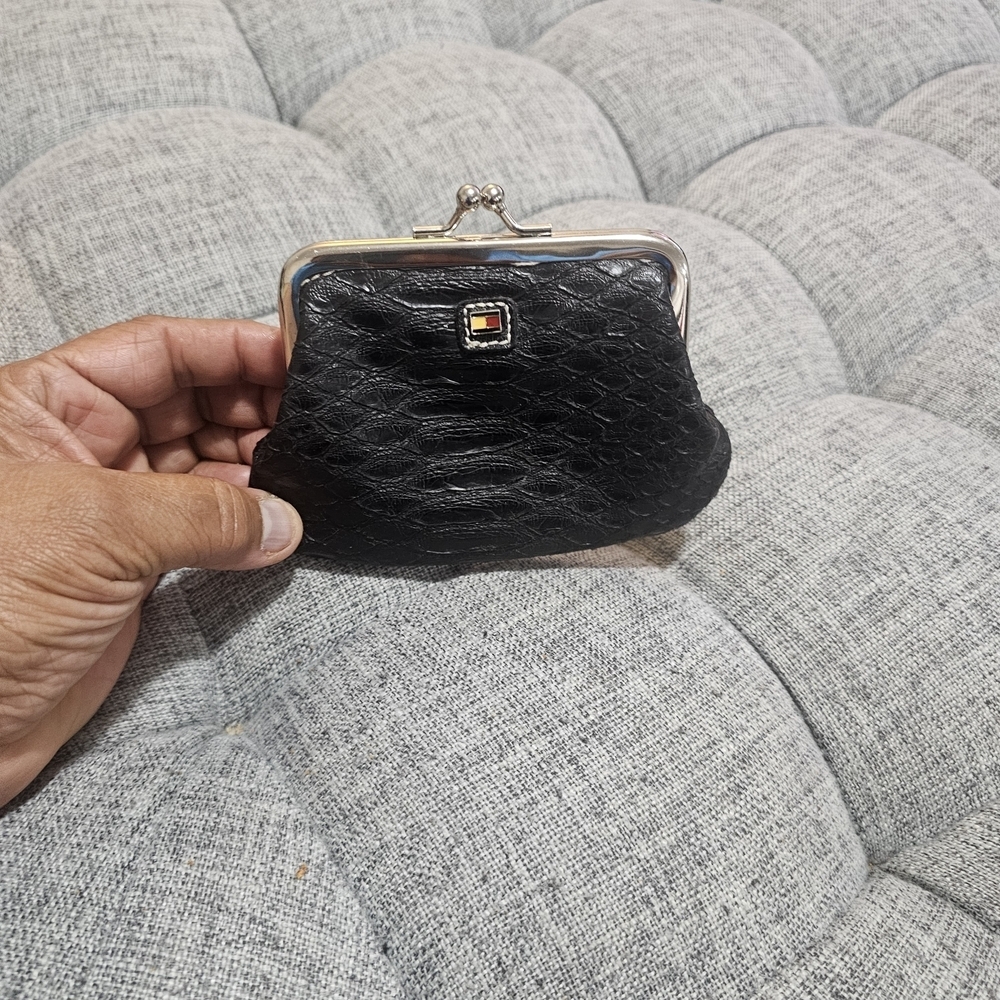 Tommy Hilfiger Black Textured Coin Purse Vintage